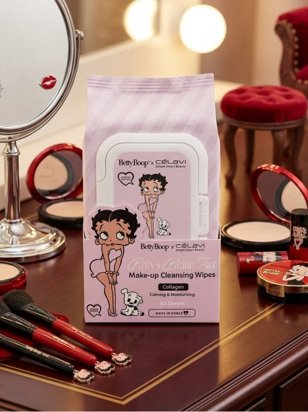 Betty Boop Pink Makeup Cleansing Wipes Pack